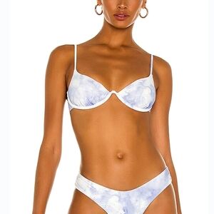 Jonathan Simkhai Purple And White Tie-Dye Underwire Bathing Suit Top